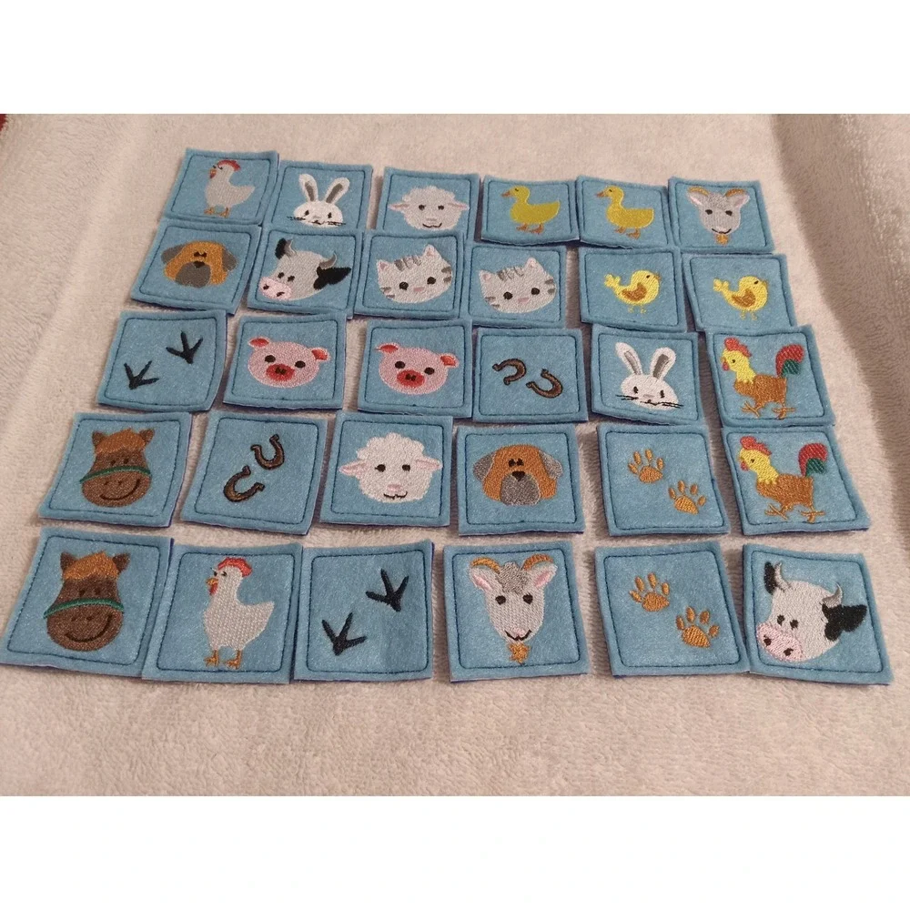 Farm Animal Matching Game Felt Squares Montessori Homeschool Preschool Learning‎